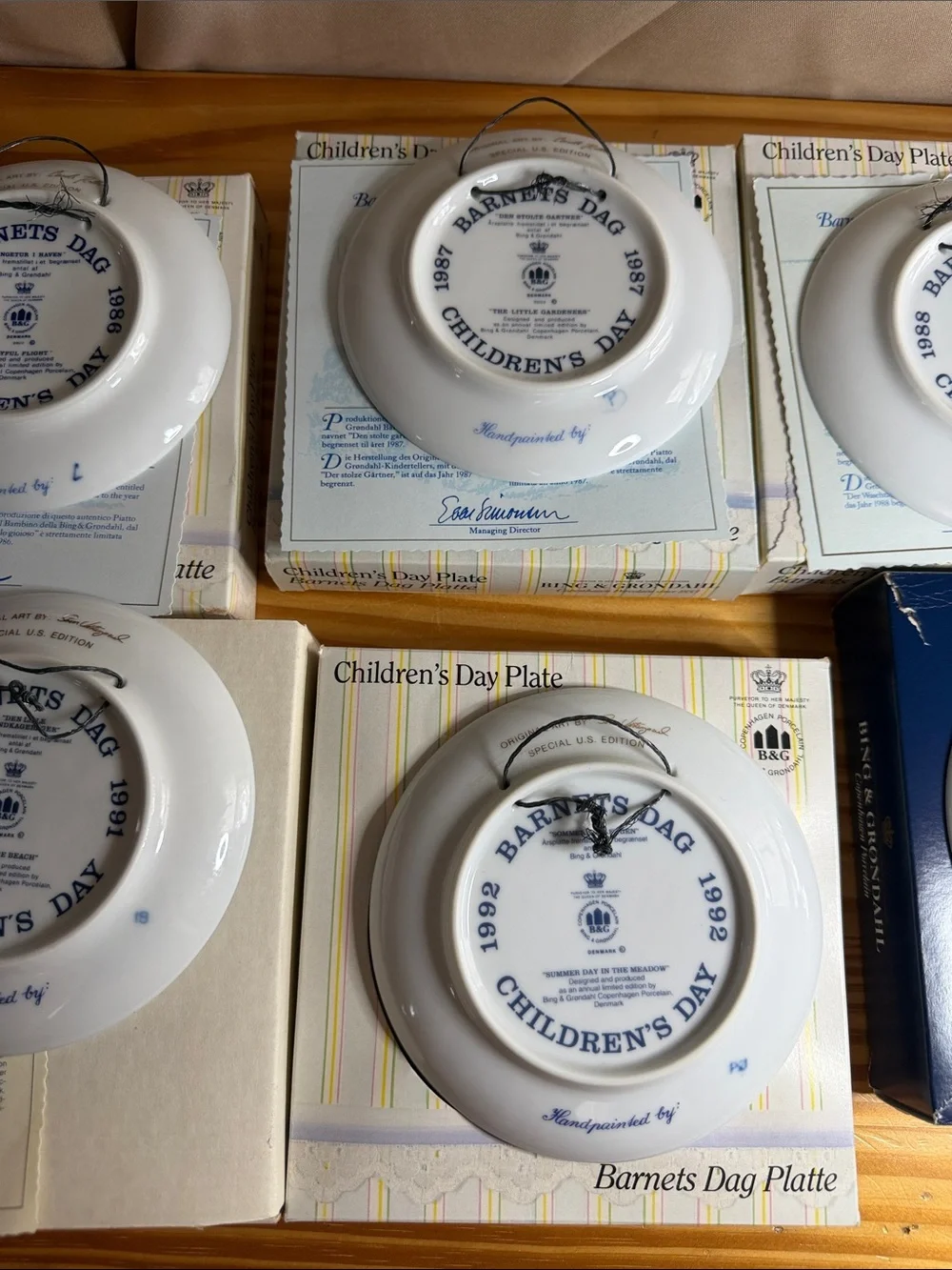 Lot of 7 Vintage Bing & Grondahl Children’s Day Plates 1985-1993 W/ Boxes